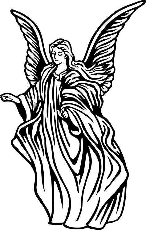 angel clipart black and white